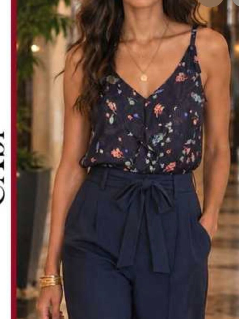 CAbi pinstripe floral cami - Small